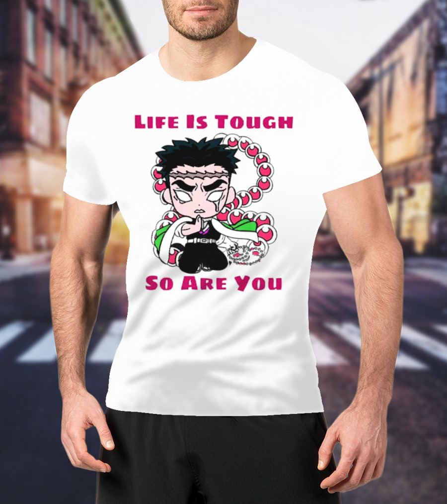 Life Is Tough So Are You Anime Character With Beads And Green Accents T-Shirt