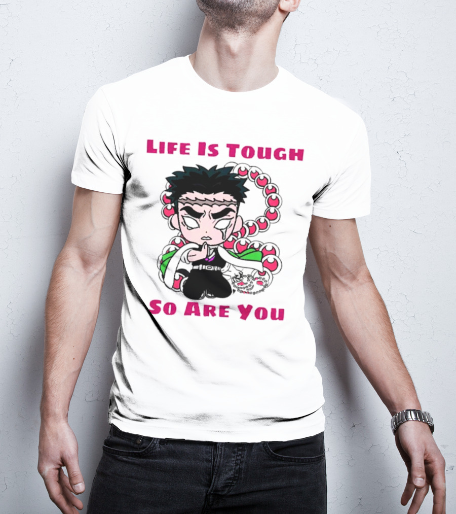 Life Is Tough So Are You Anime Character With Beads And Green Accents T-Shirt