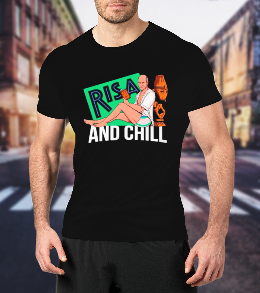 Risa And Chill Star Trek Parody Patrick Stewart Tropical Vacation Relaxation T-Shirt
