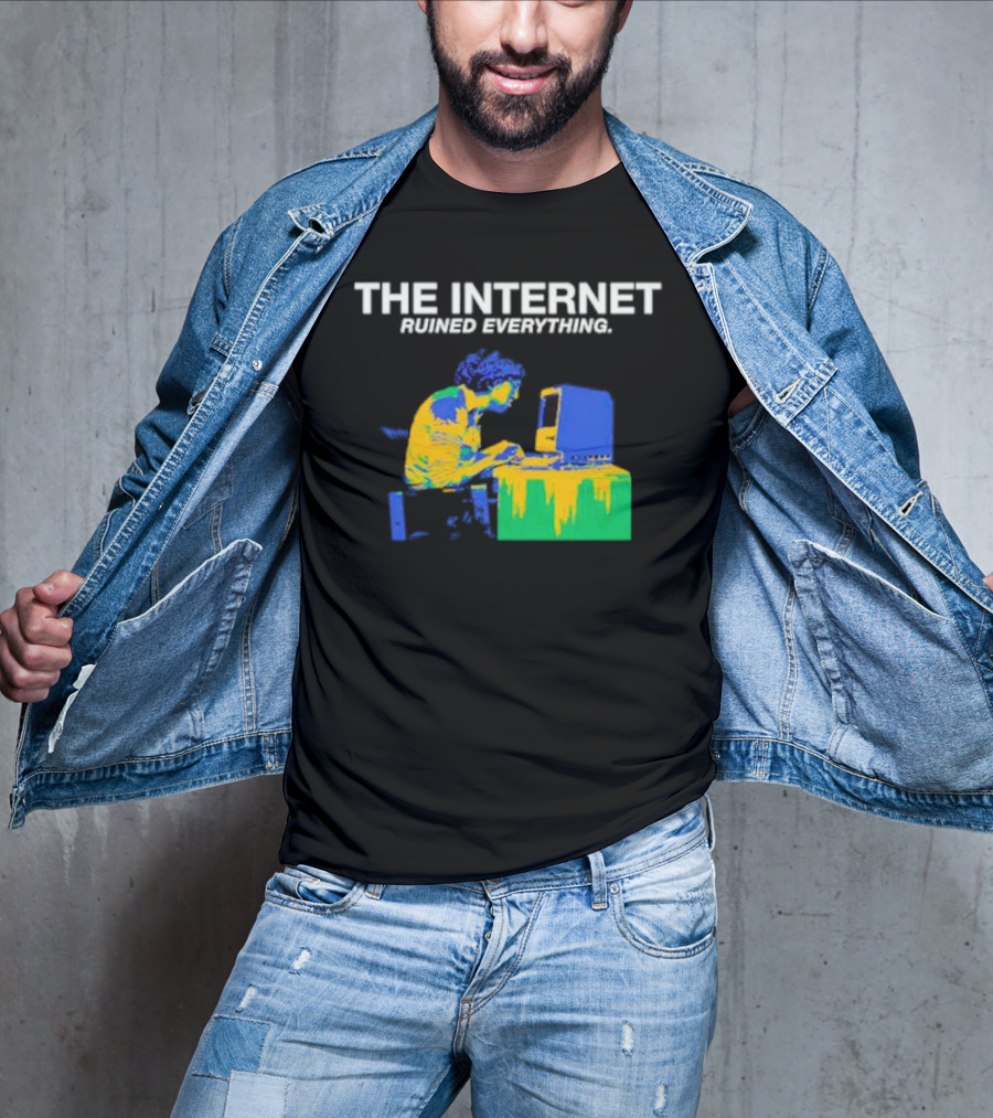 The Internet Ruined Everything Retro Computer Print T-Shirt