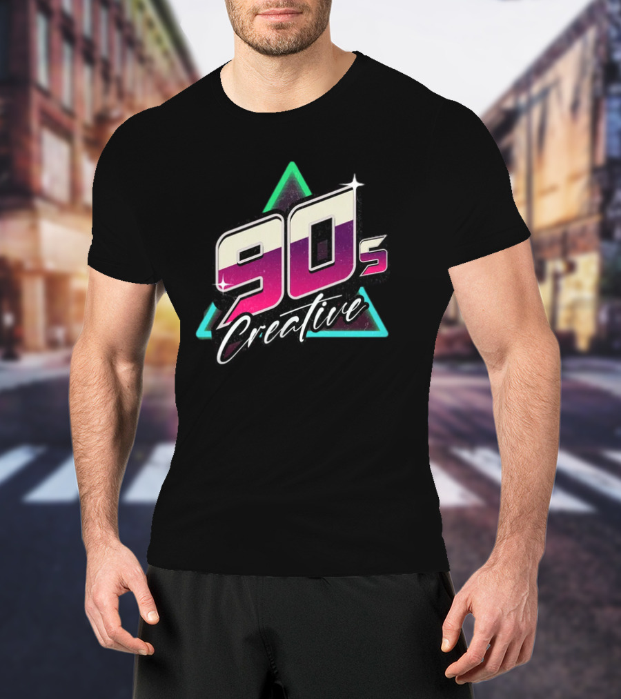 90s Creative Synthwave Retro Neon Triangle T-Shirt