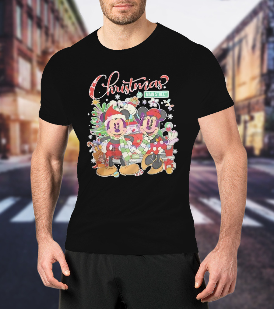 Christmas On Main Street With Mickey And Minnie T-Shirt