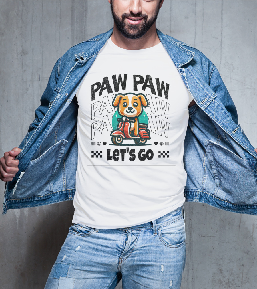 Paw Paw Let's Go Funny Puppy On Scooter Adventure T-Shirt