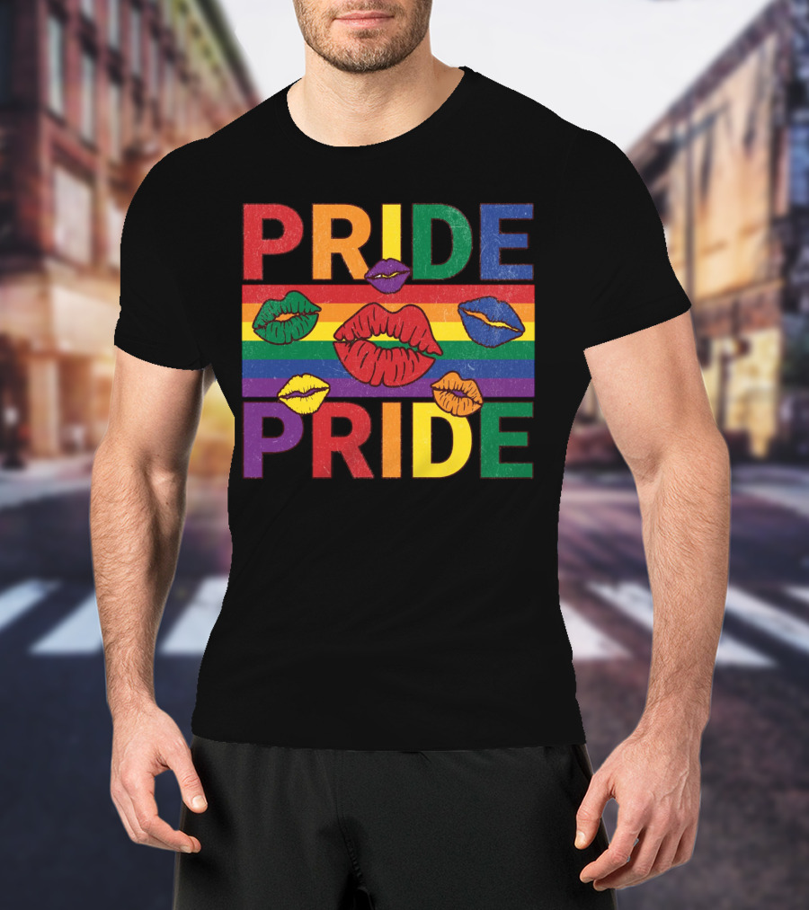Pride Kisses Rainbow Lips Pride T-Shirt