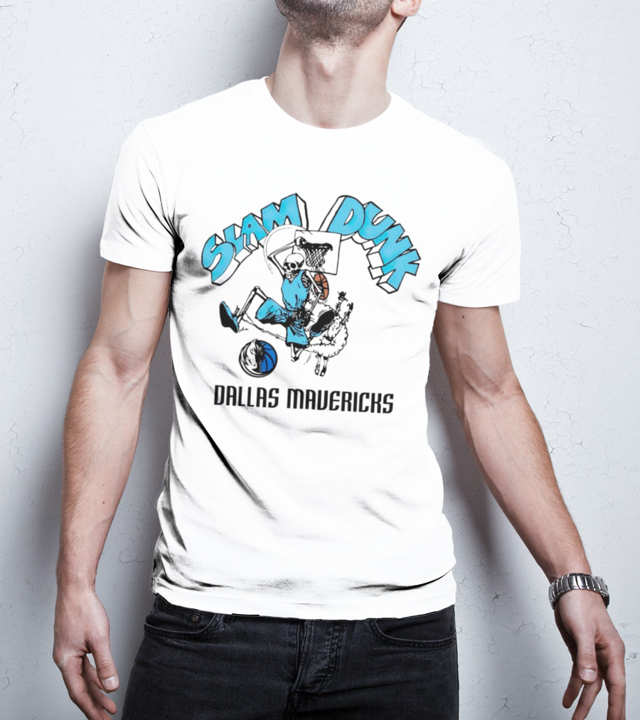 Dallas Mavericks Slam Dunk Skeleton Basketball T-Shirt