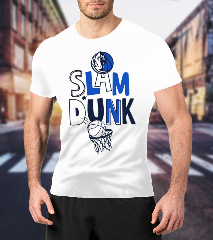 Dallas Mavericks NBA Slam Dunk Basketball T-Shirt
