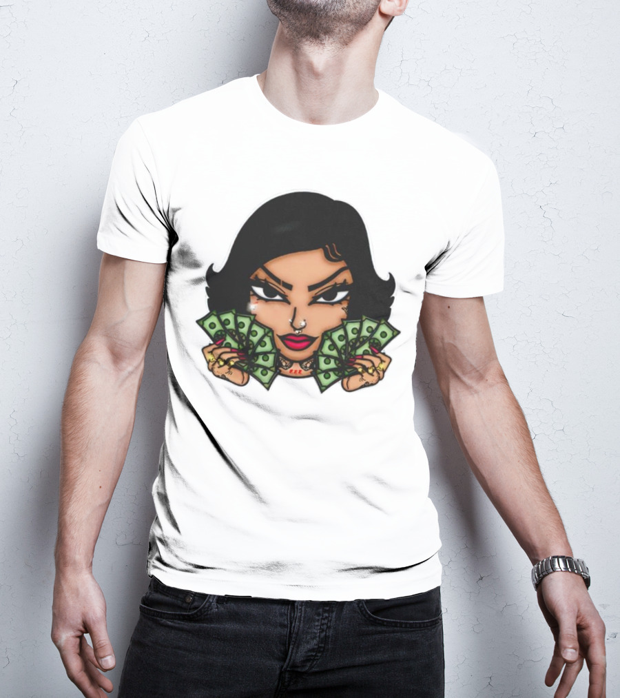 Mialani Aurora Holding Dollar Bills Cartoon T-Shirt