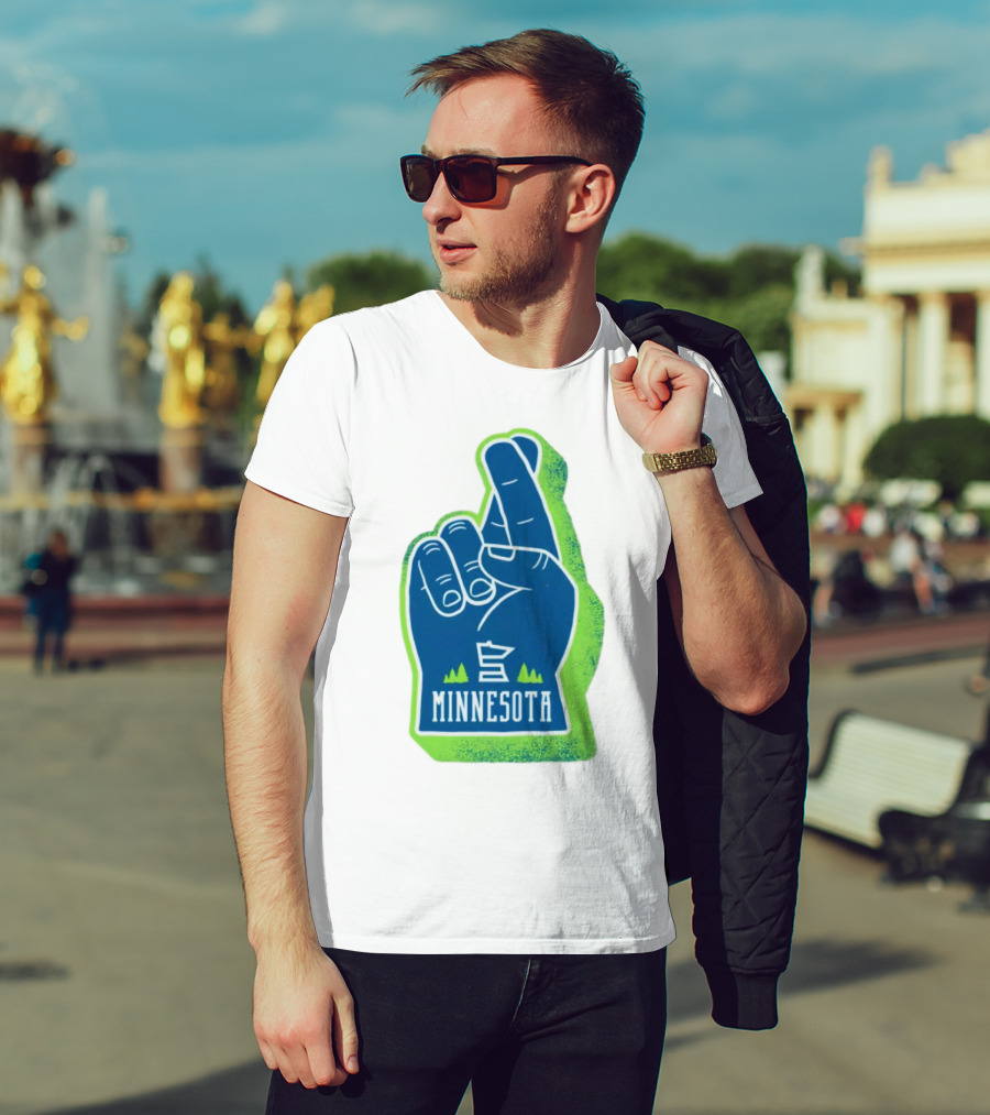 Minnesota Timberwolves Fingers Crossing Foam Hand T-Shirt