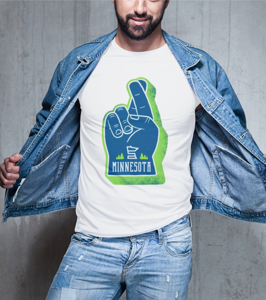 Minnesota Timberwolves Fingers Crossing Foam Hand T-Shirt