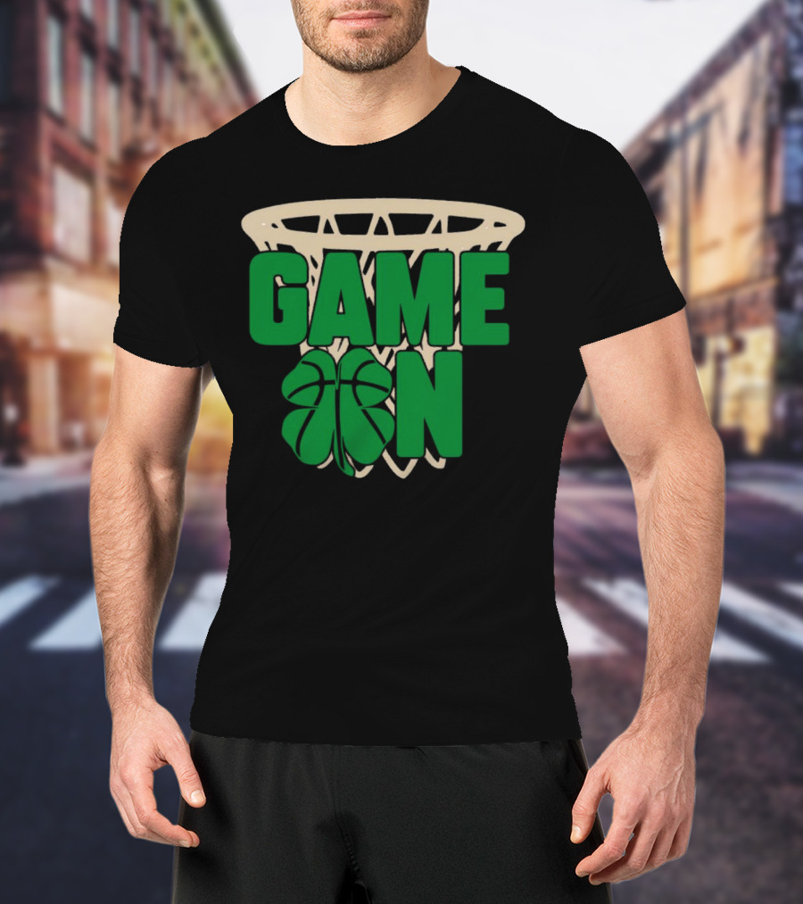Boston Celtics Game On Basketball Net Clover T-Shirt