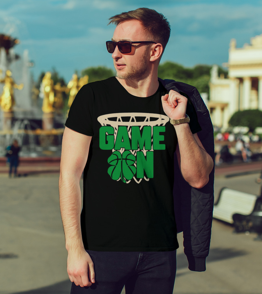 Boston Celtics Game On Basketball Net Clover T-Shirt