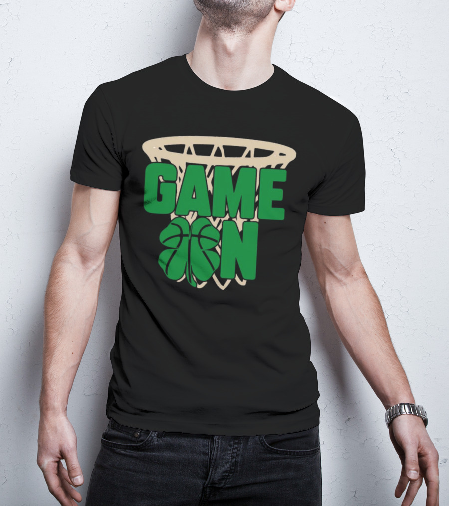 Boston Celtics Game On Basketball Net Clover T-Shirt