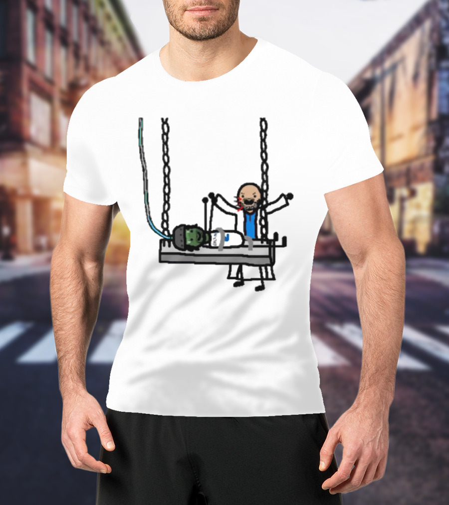 Dereck Its A Live-Ly Frankenstein Doctor With Green Zombie On Medical Table T-Shirt