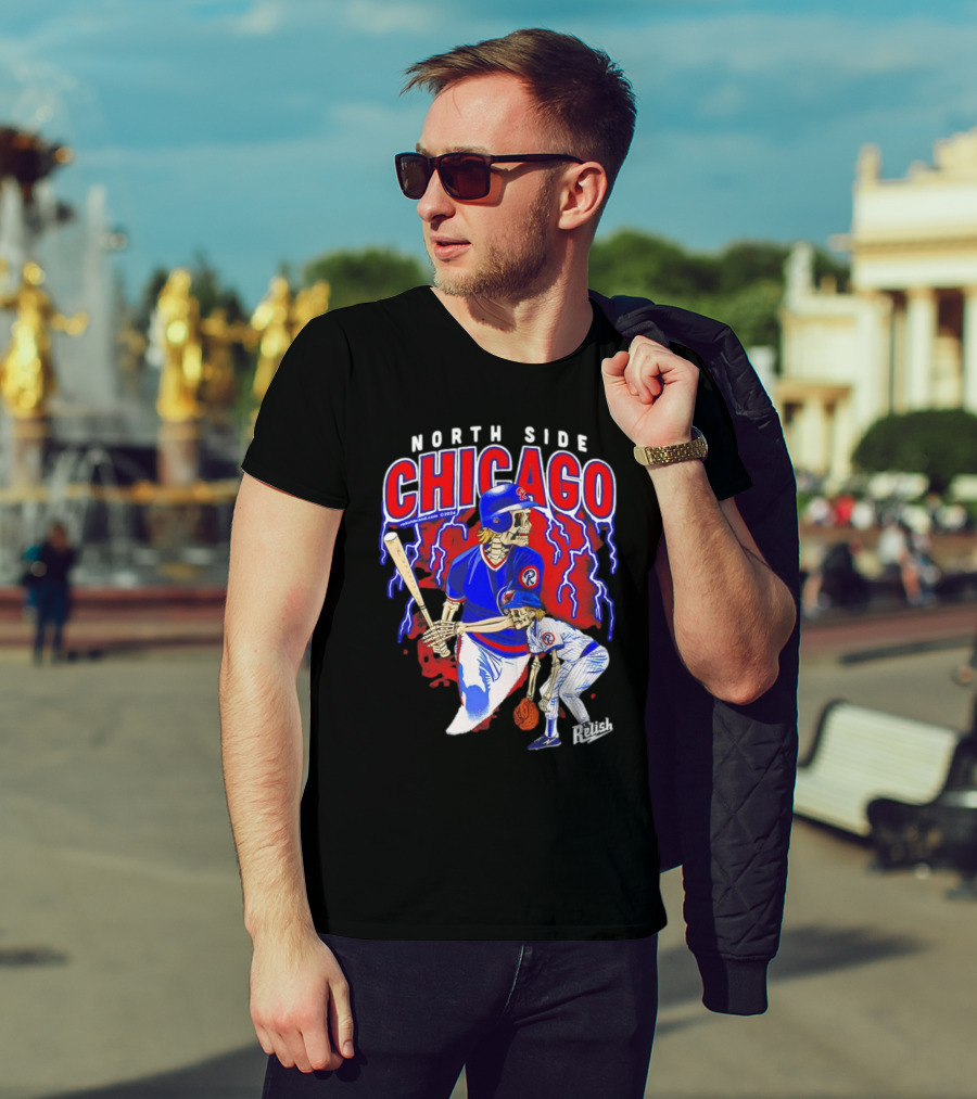 North Side Chicago Baseball Skeleton Relish T-Shirt