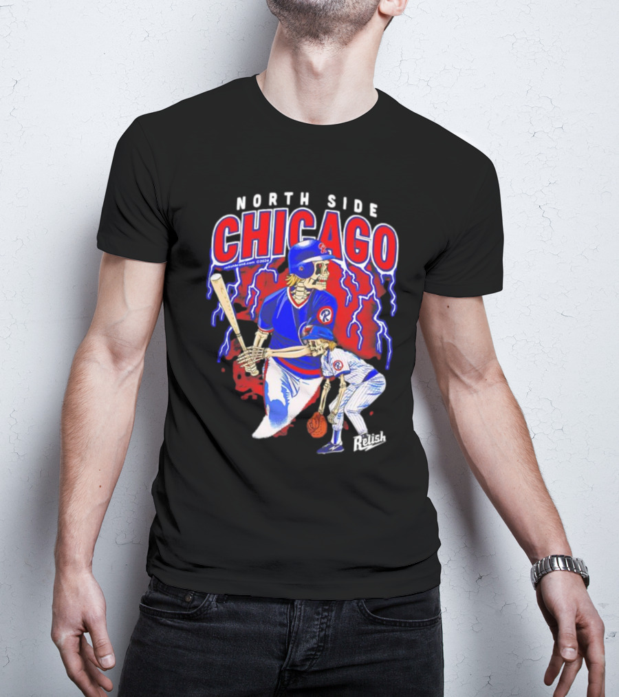 North Side Chicago Baseball Skeleton Relish T-Shirt