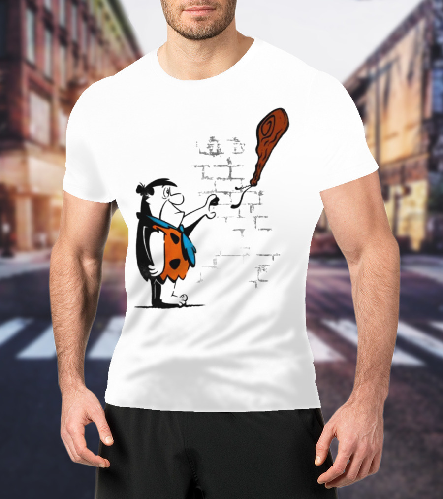 Fred Flintstone Balloon Meat Banksy Mashup T-Shirt