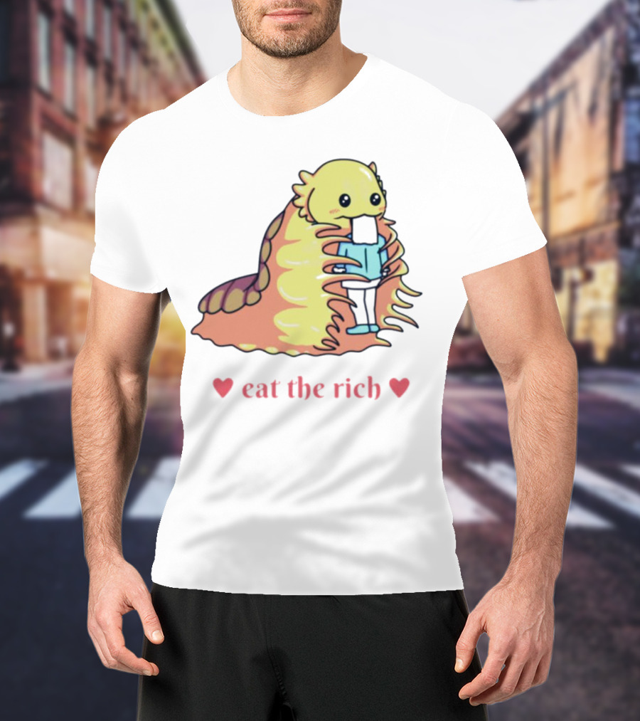 Heart Eat The Rich Space Slug Hugging Person T-Shirt