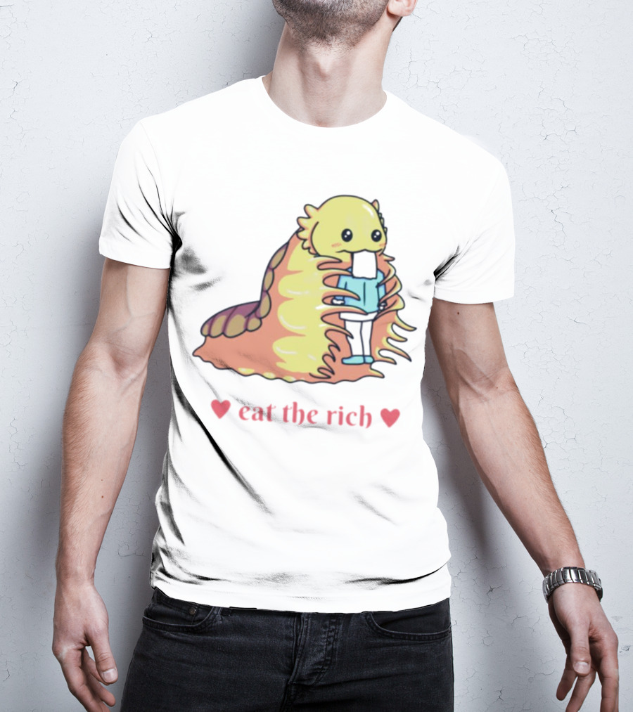 Heart Eat The Rich Space Slug Hugging Person T-Shirt