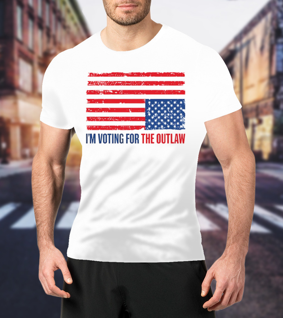 USA Flag I'm Voting For The Outlaw Distressed American T-Shirt