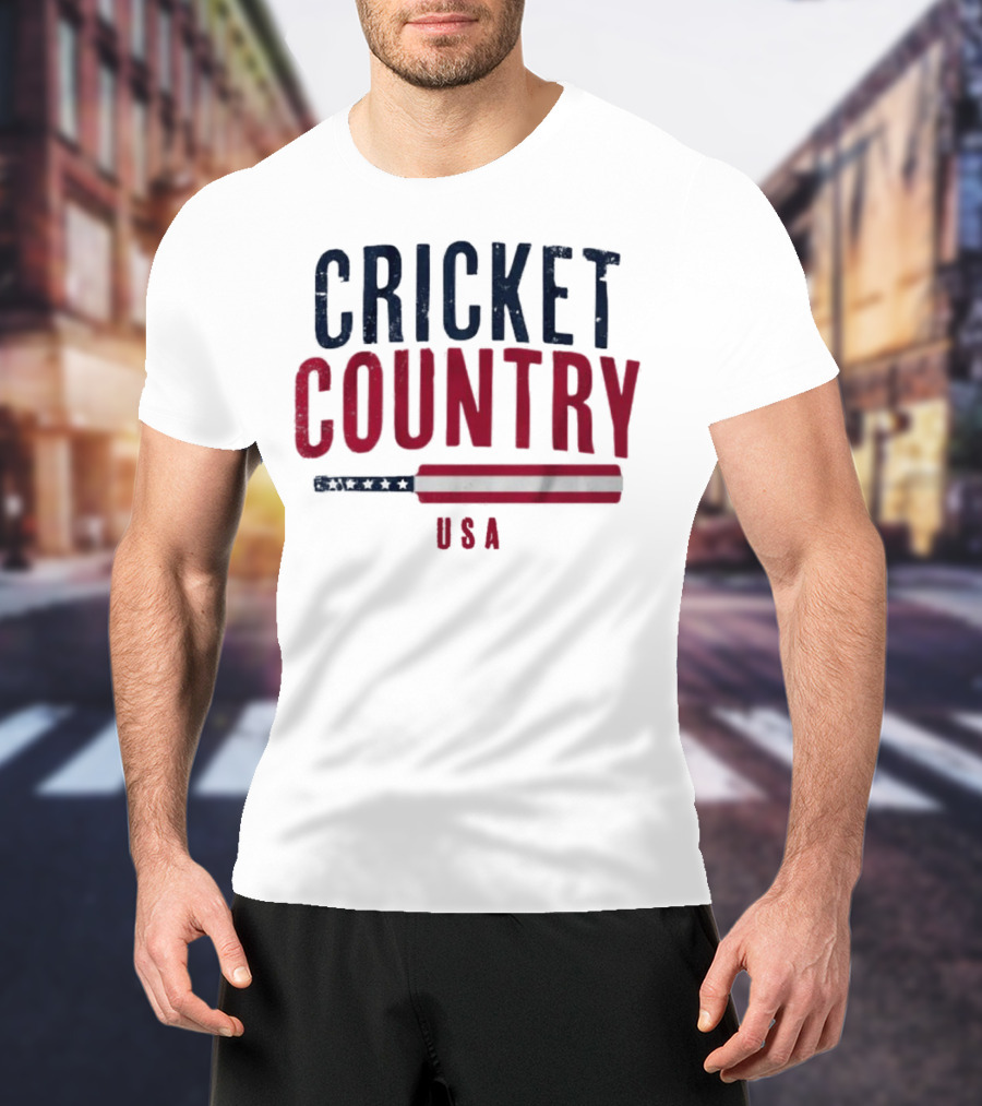 Cricket Country USA American Flag Bat T-Shirt