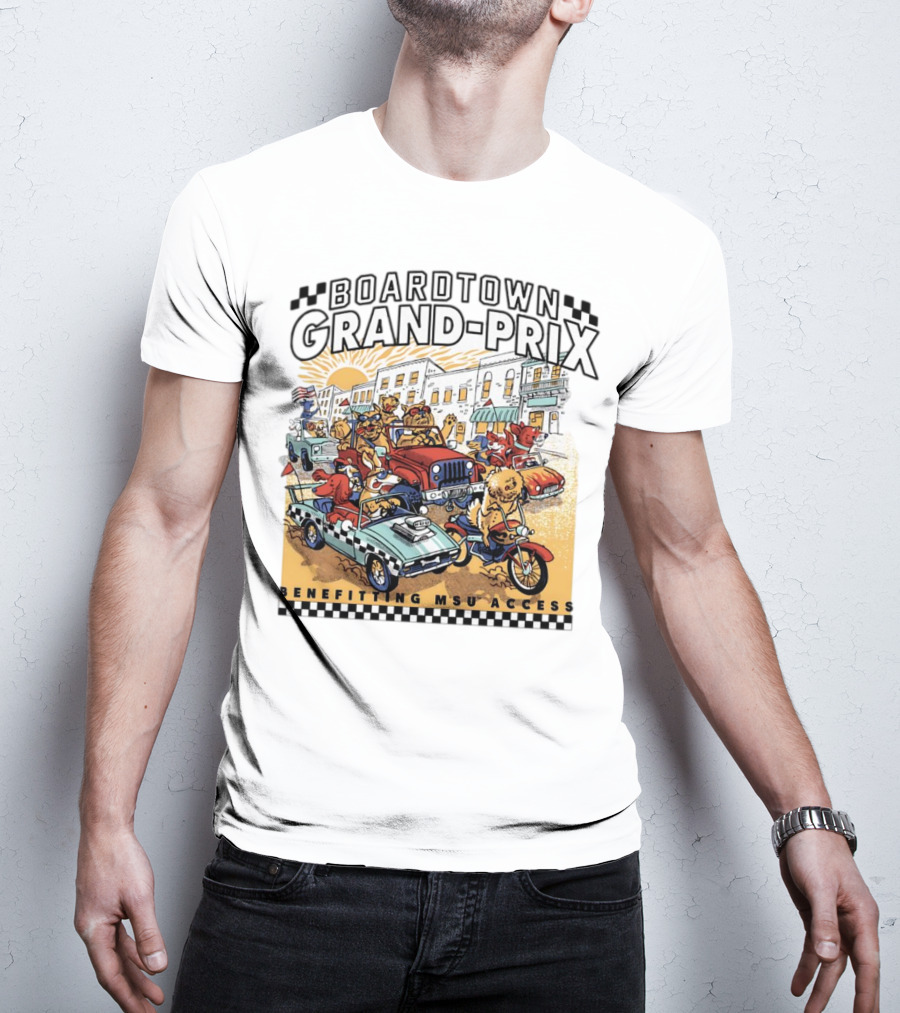 Boardtown Grand-Prix Colorful Animal Parade Benefit MSU Access T-Shirt
