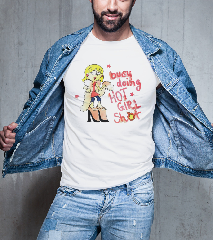 Busy Doing Hot Girl Shot Cartoon Style Fashion Humor T-Shirt
