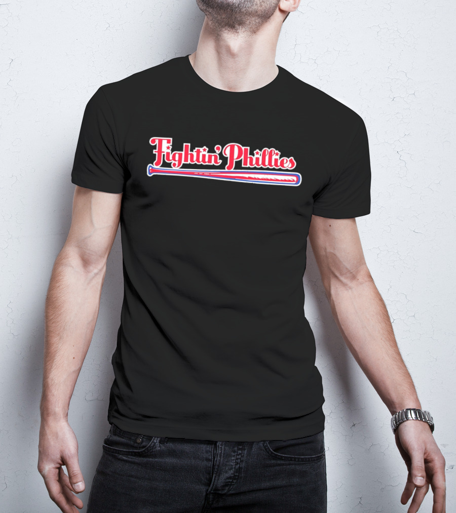 Fightin Phillies Baseball Bat Red Blue Stars T-Shirt
