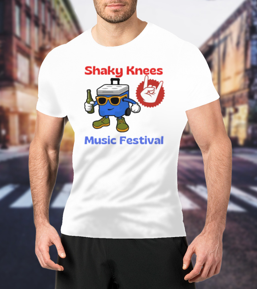 Shaky Knees Music Festival Cooler Character With Sunglasses And Hand Sign T-Shirt