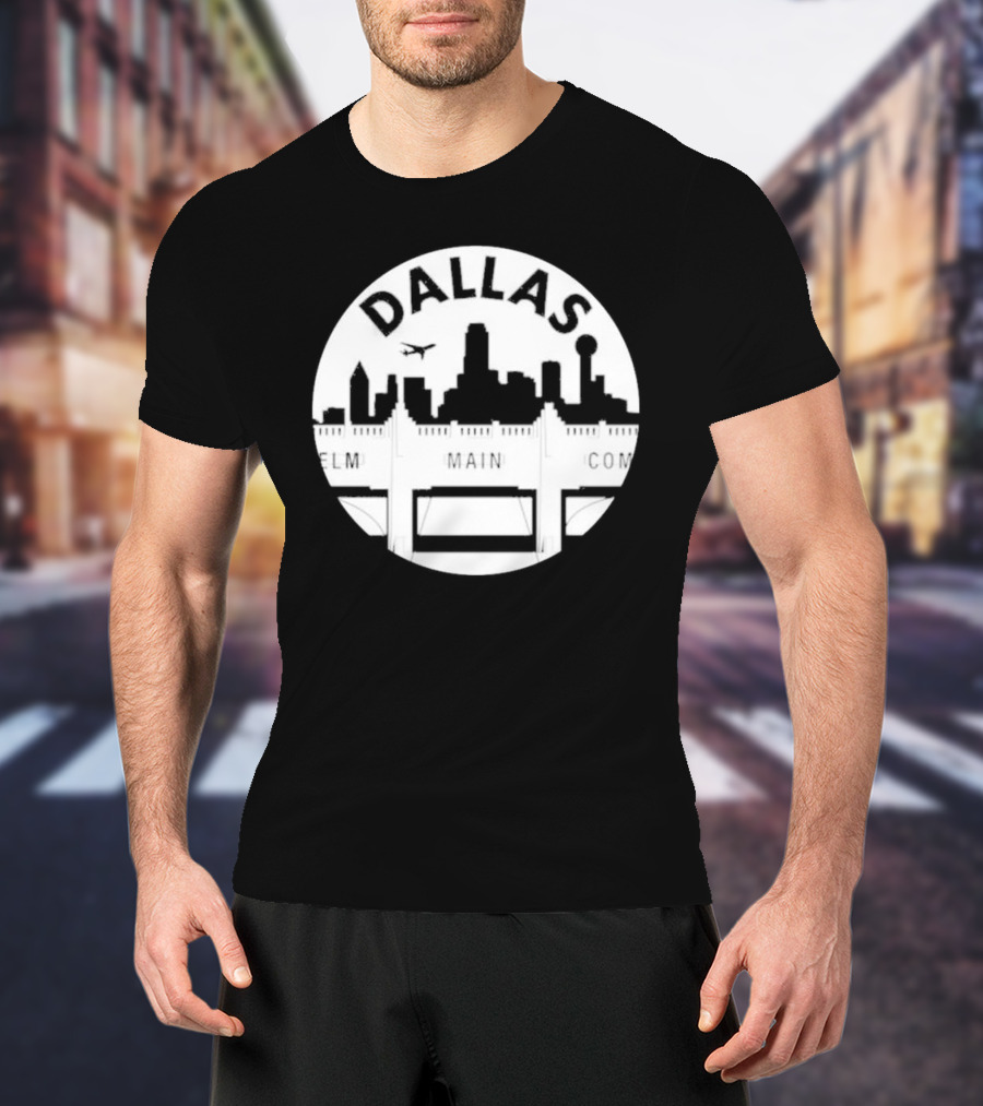 Triple Underpass Elm Main Commerce Dallas Skyline T-Shirt