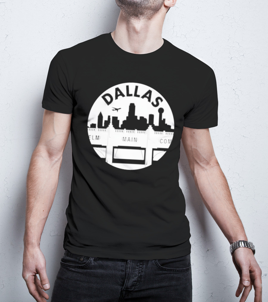 Triple Underpass Elm Main Commerce Dallas Skyline T-Shirt