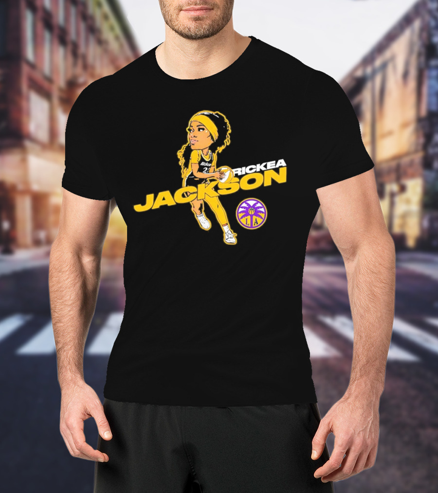 Rickea Jackson LA Basketball Player Icon In Yellow And Black T-Shirt