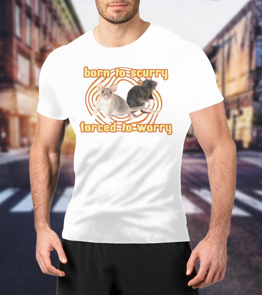 Born To Scurry Forced To Worry With Two Rats And Swirling Background T-Shirt