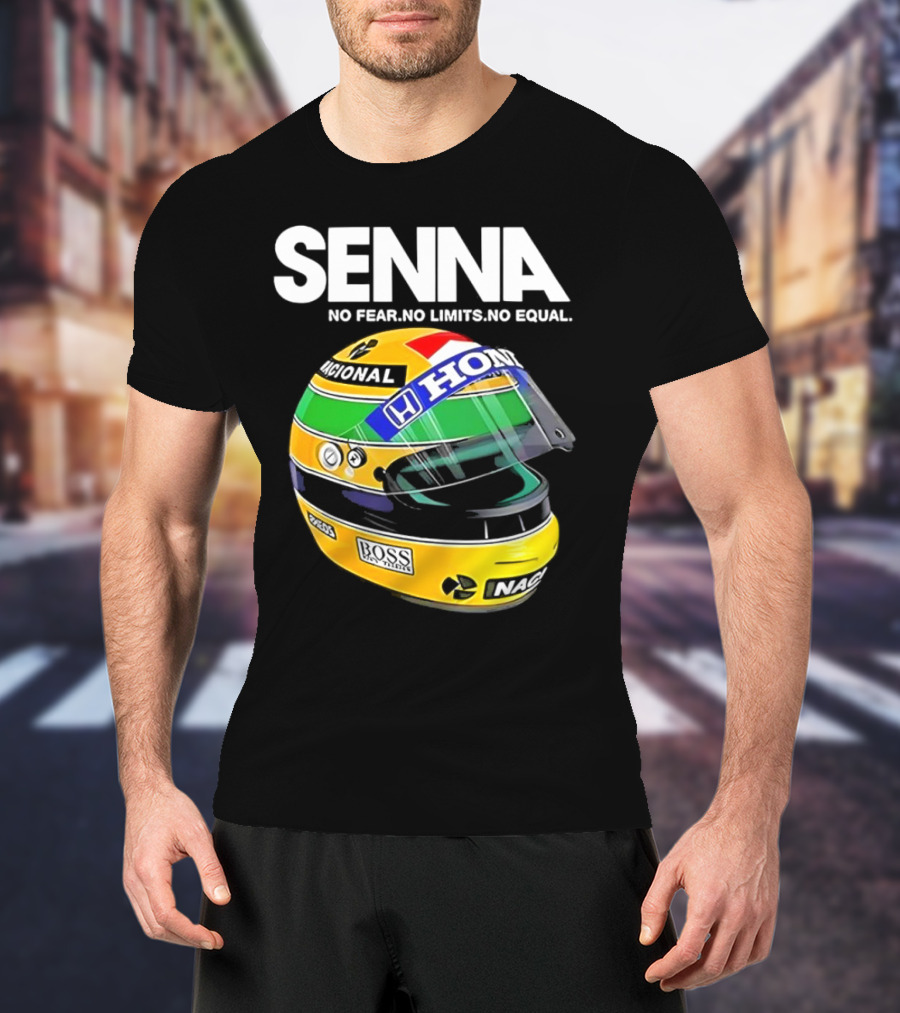 SENNA No Fear No Limits No Equal Honda Racing Helmet BOSS Nacional T-Shirt