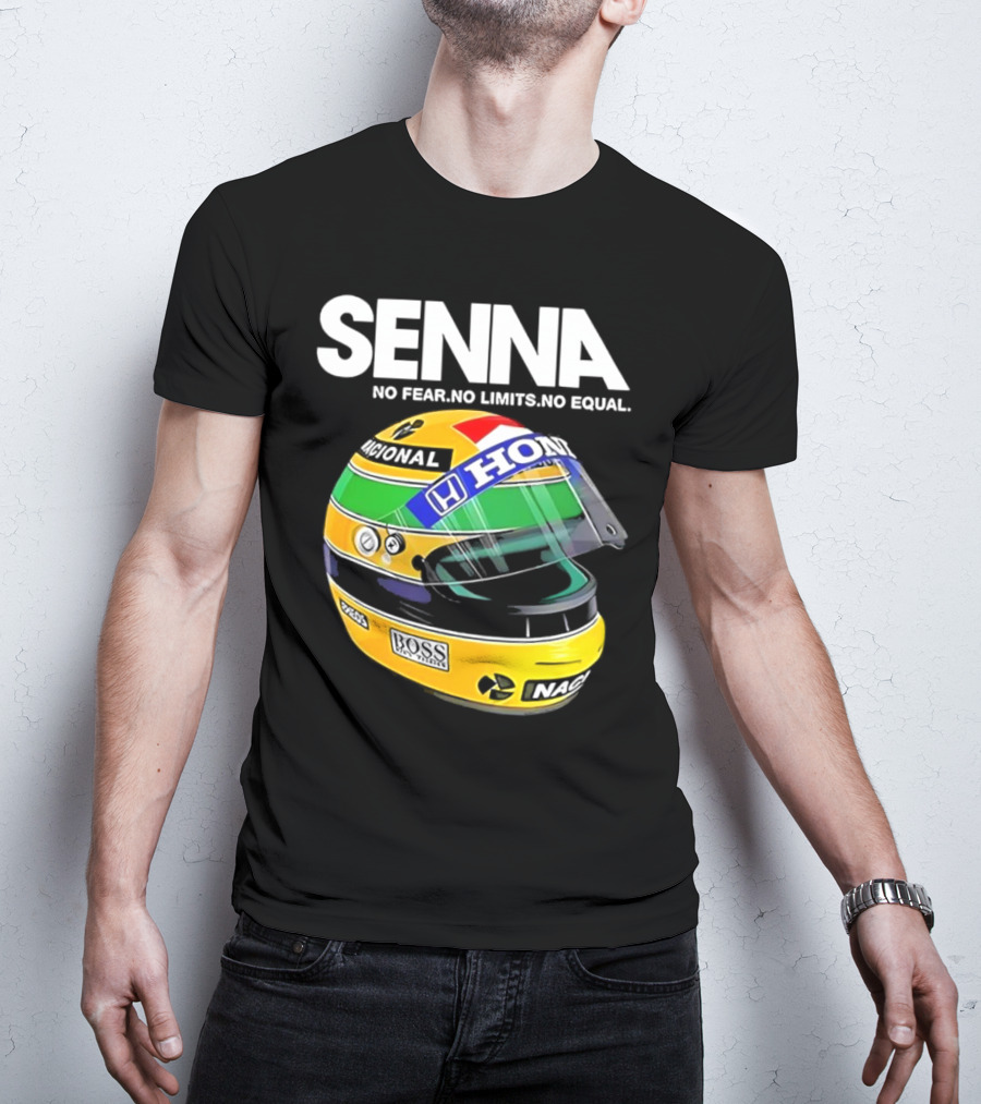 SENNA No Fear No Limits No Equal Honda Racing Helmet BOSS Nacional T-Shirt
