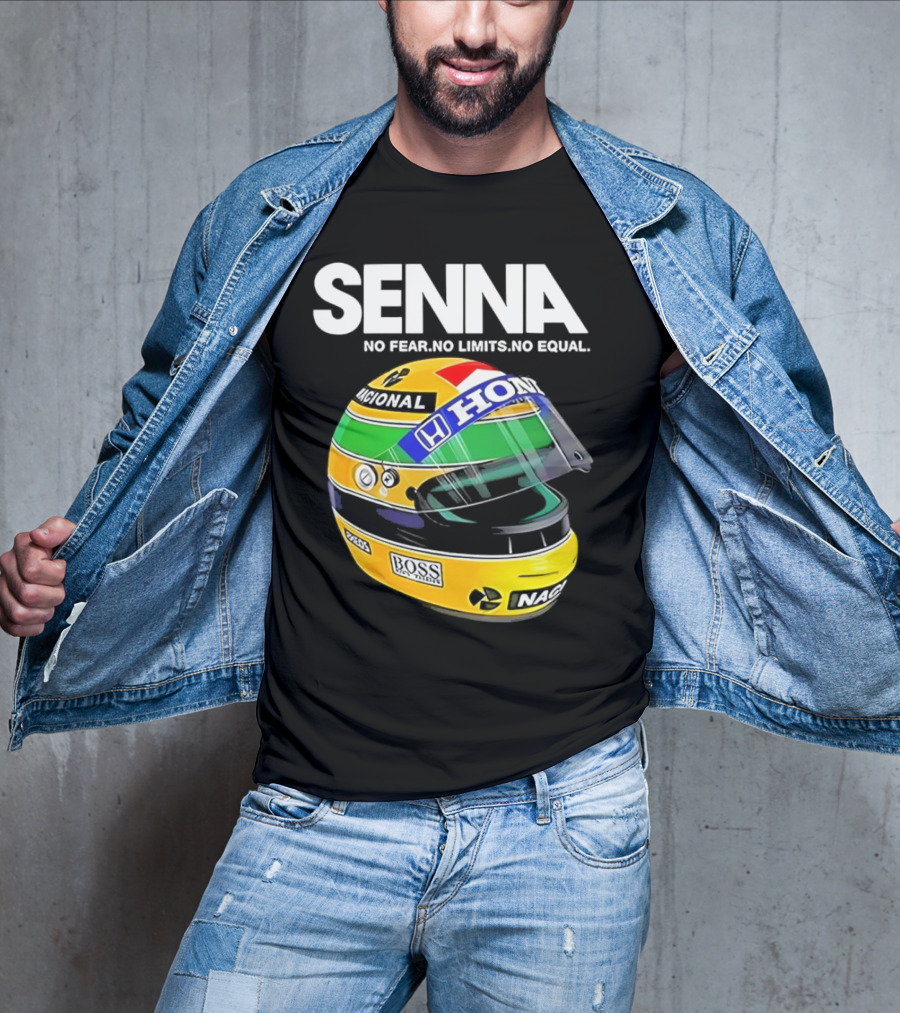 SENNA No Fear No Limits No Equal Honda Racing Helmet BOSS Nacional T-Shirt
