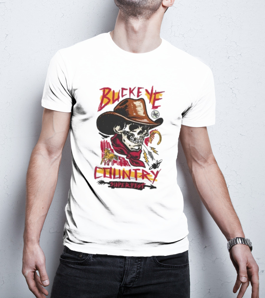 Buckeye Country Superfest Skeleton Cowboy With Horse And Lasso T-Shirt
