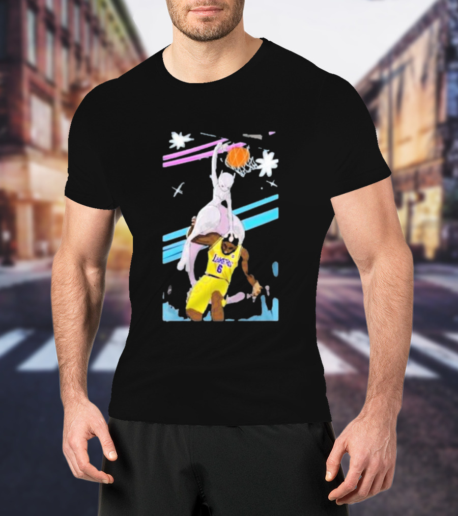 Mewtwo Dunking On Lakers Basketball Star Lebron James T-Shirt