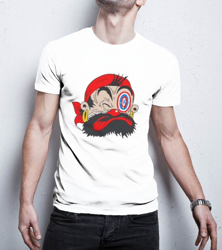 Popeye The Sailor Man Bluto Sindbad Face Close-Up Red Bandana Gold Earrings T-Shirt