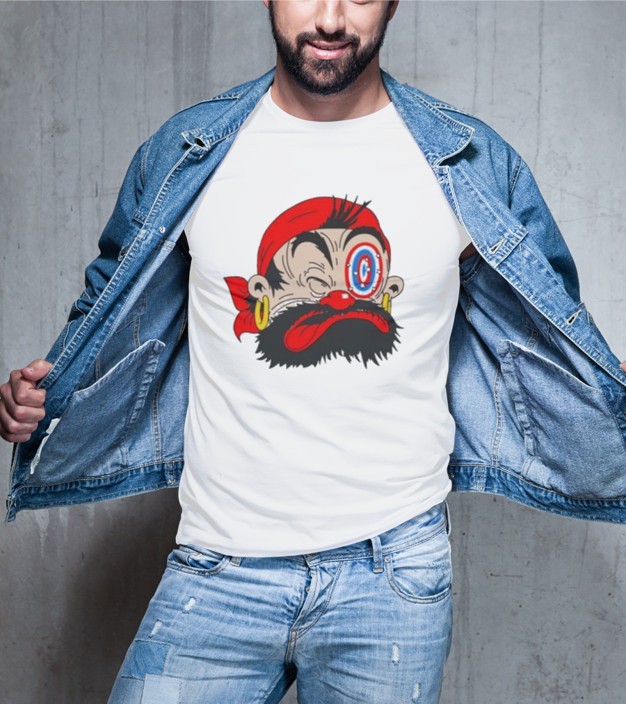 Popeye The Sailor Man Bluto Sindbad Face Close-Up Red Bandana Gold Earrings T-Shirt