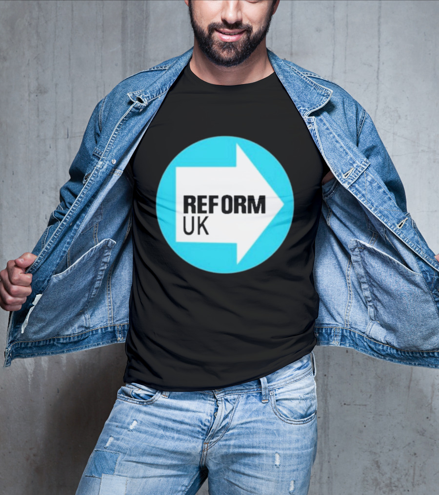 Reform UK Arrow Symbol Blue Circle T-Shirt