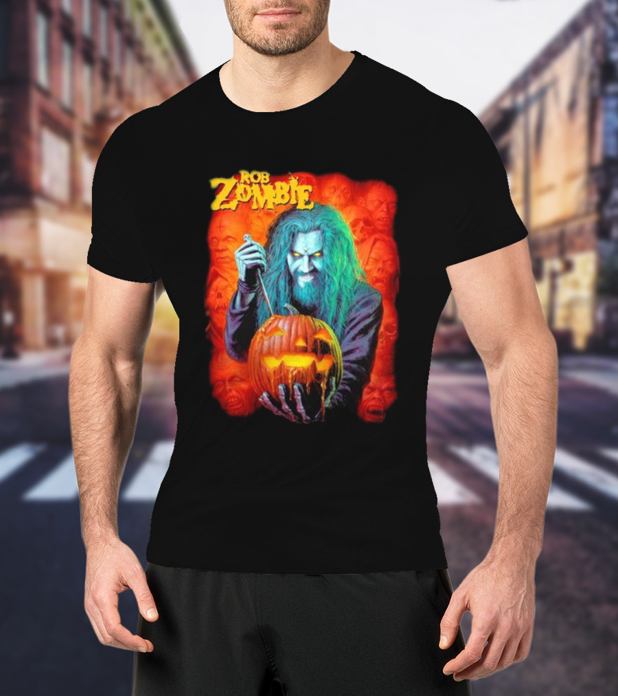 Rob Zombie Hellbilly Deluxe Halloween Pumpkin Horror T-Shirt