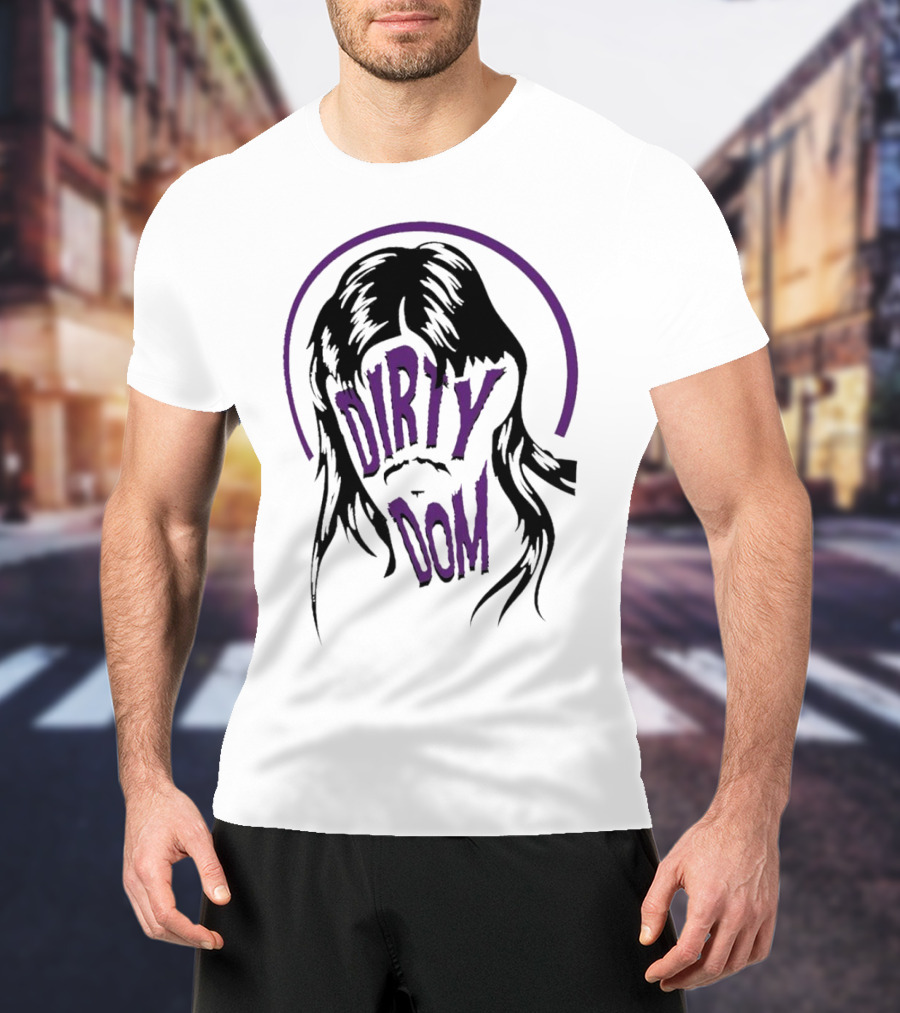 Dirty Dom Mullet Retro Style Black And Purple T-Shirt