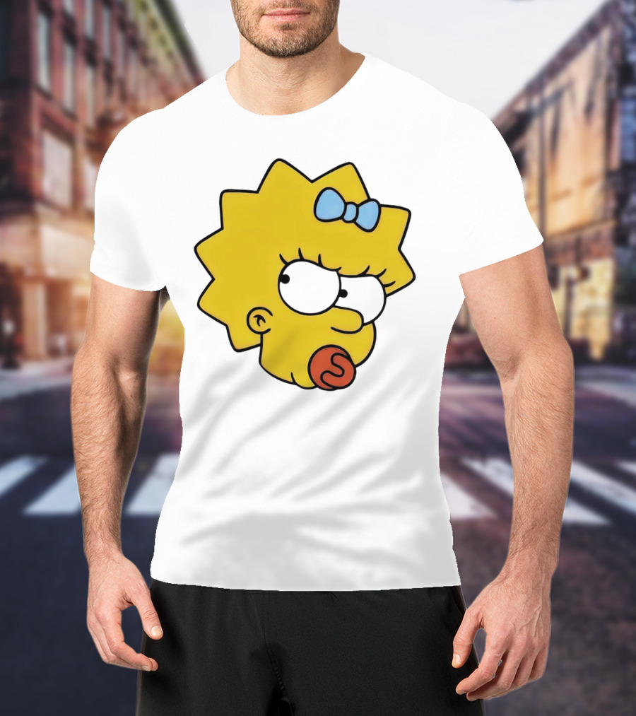Manicita The Simpsons Maggie Angry Face With Pacifier And Bow T-Shirt