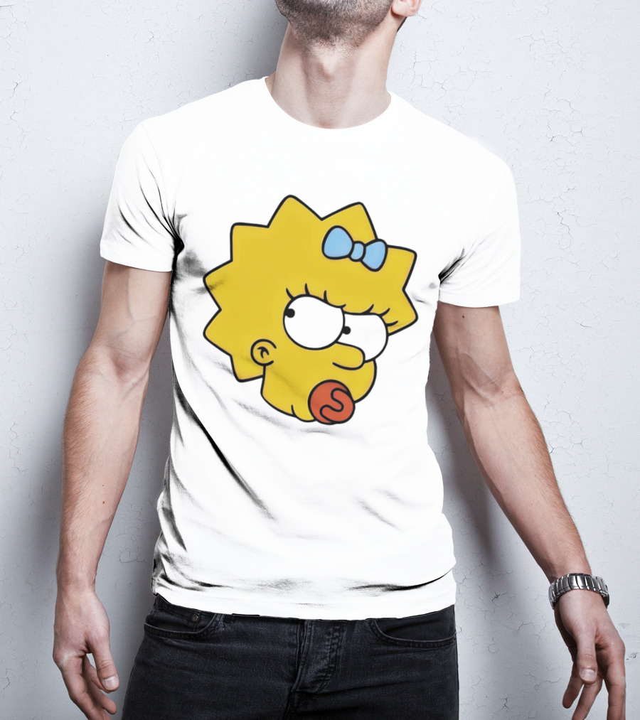 Manicita The Simpsons Maggie Angry Face With Pacifier And Bow T-Shirt