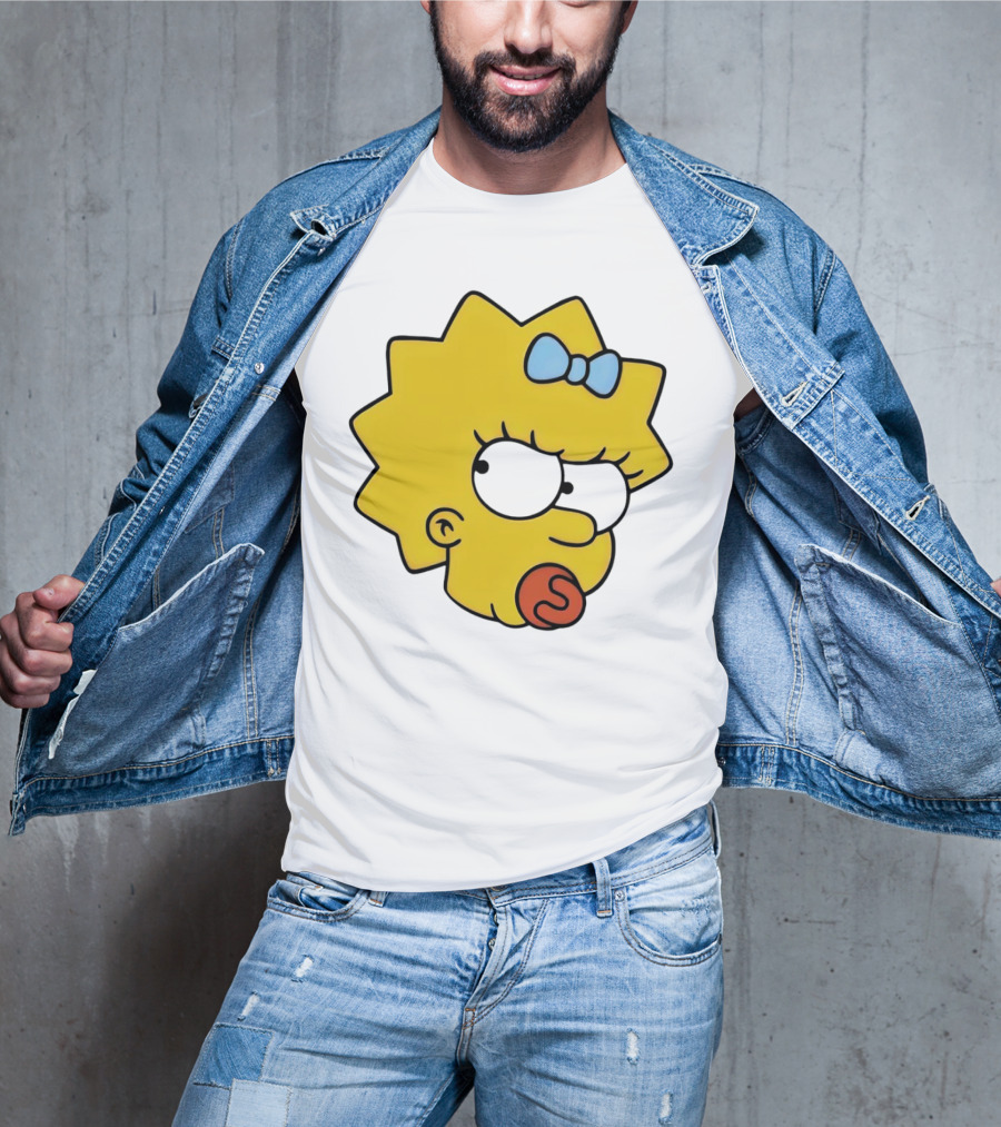Manicita The Simpsons Maggie Angry Face With Pacifier And Bow T-Shirt