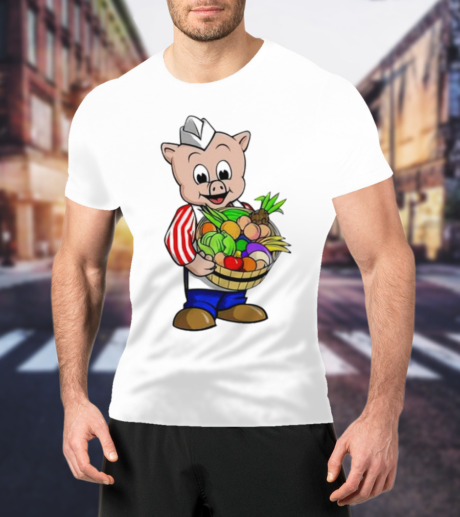 Piggly Wiggly Palmetto Pig With Basket Of Fresh Vegetables T-Shirt