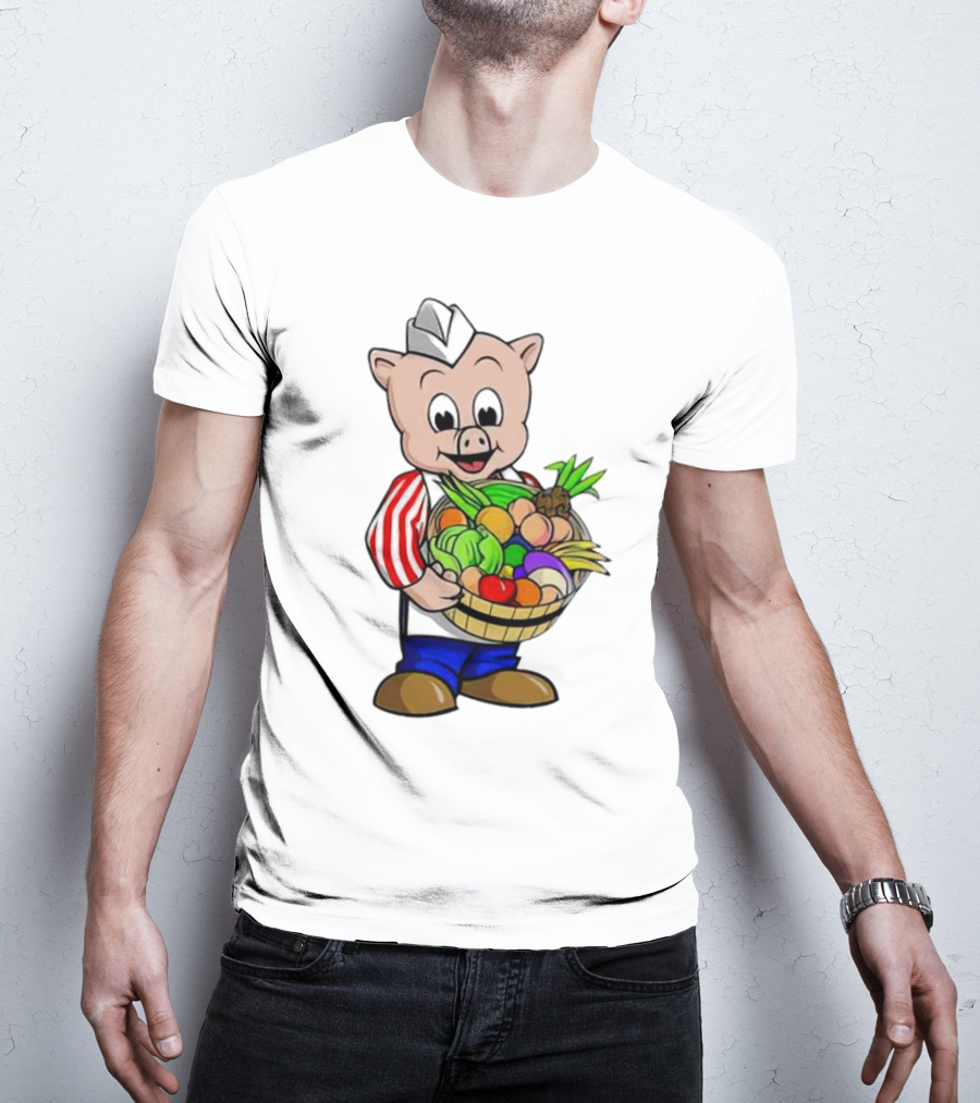 Piggly Wiggly Palmetto Pig With Basket Of Fresh Vegetables T-Shirt