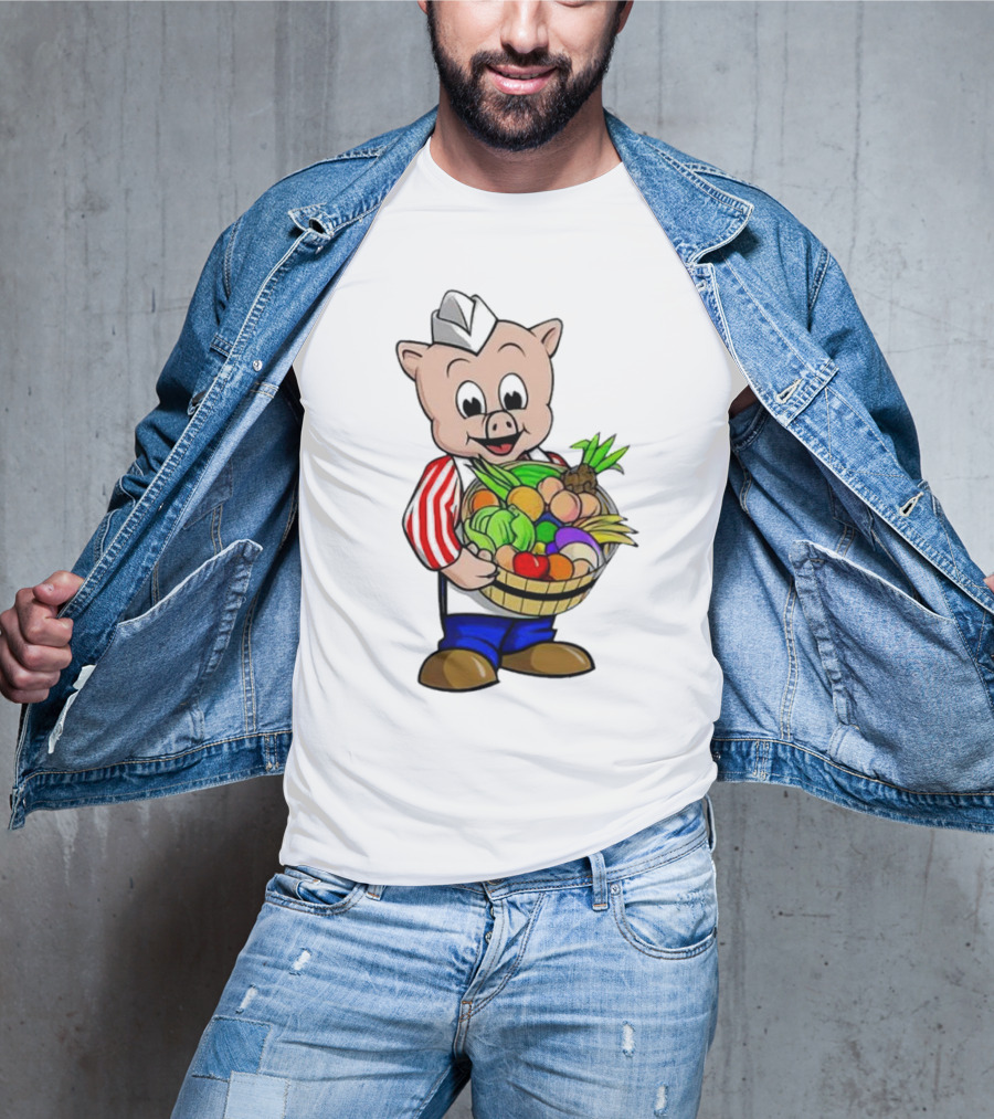 Piggly Wiggly Palmetto Pig With Basket Of Fresh Vegetables T-Shirt
