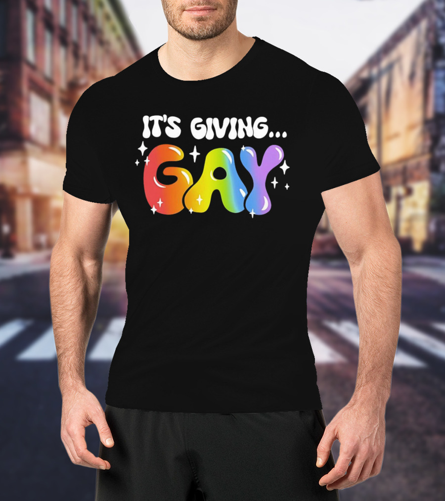 It's Giving Gay Pride Rainbow Sparkles T-Shirt