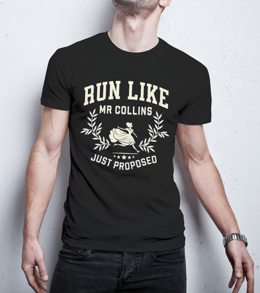 RUN LIKE MR COLLINS JUST PROPOSED VINTAGE STYLE REGENCY LADY RUNNING LEAF LAUREL T-Shirt
